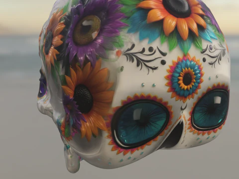Decorated Sugar Skull Da de los Muertos 3D Model