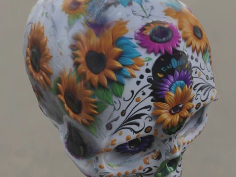 Decorated Sugar Skull Da de los Muertos 3D Model