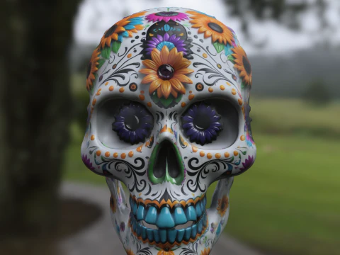 Decorated Sugar Skull Da de los Muertos 3D Model