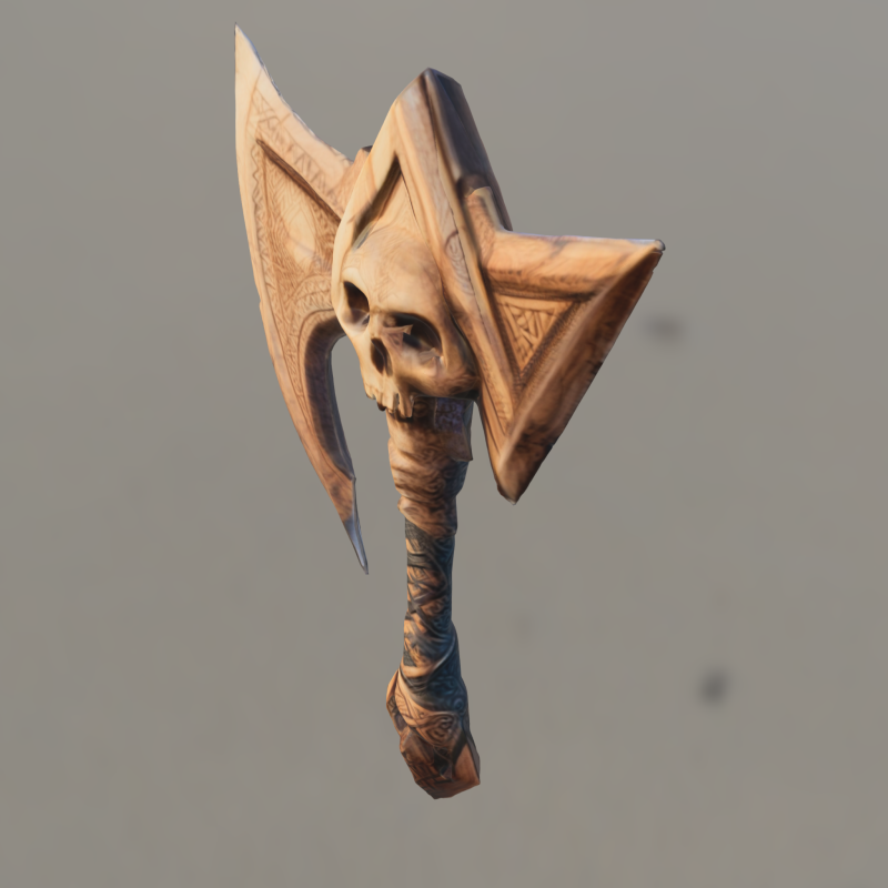 Skull Battle Axe 3Dモデル .c4d .max .obj .3ds .fbx .stl .blend 