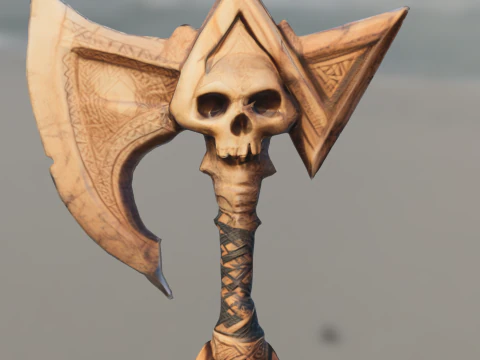 Skull Battle Axe 3D Model