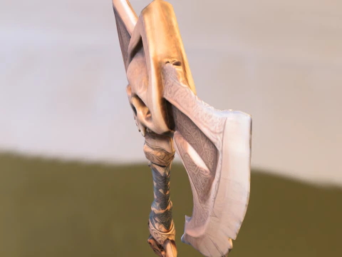 Skull Battle Axe 3D Model