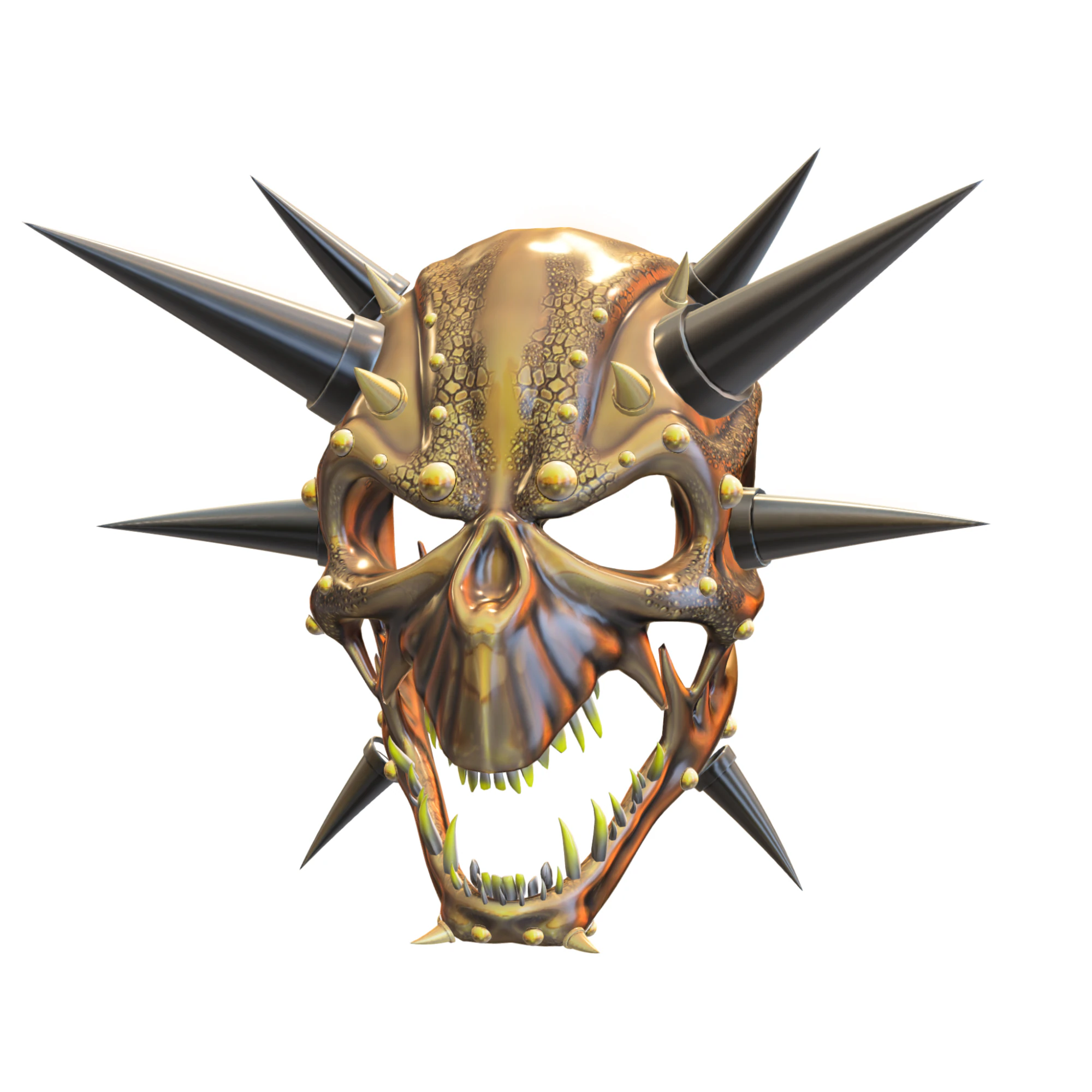 Demonic Spiked Skull Mask 3D Model .c4d .max .obj .3ds .fbx .stl .blend
