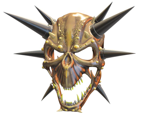 Topeng Tengkorak Berduri Setan Model 3D