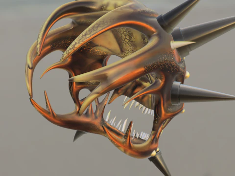 Demonic Spiked Skull Mask 3D Model