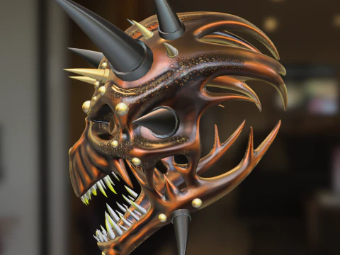 Demonic Spiked Skull Mask 3D Model