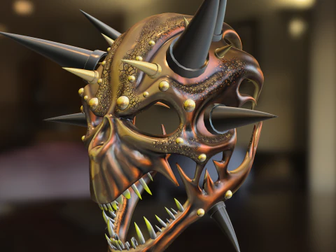 Demonic Spiked Skull Mask 3D Model