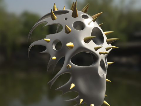 Alien Bio Spiked Mask Futuristic Modello 3D
