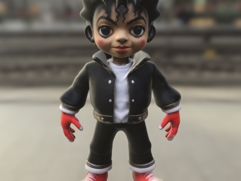 Retro Pop Star Chibi 3D Model