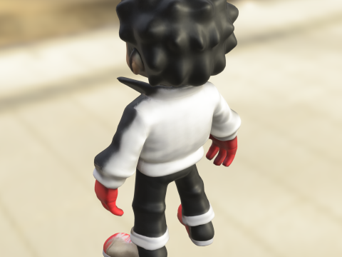 Retro Pop Star Chibi Modello 3D
