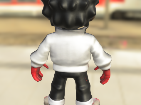 Retro Pop Star Chibi Modello 3D