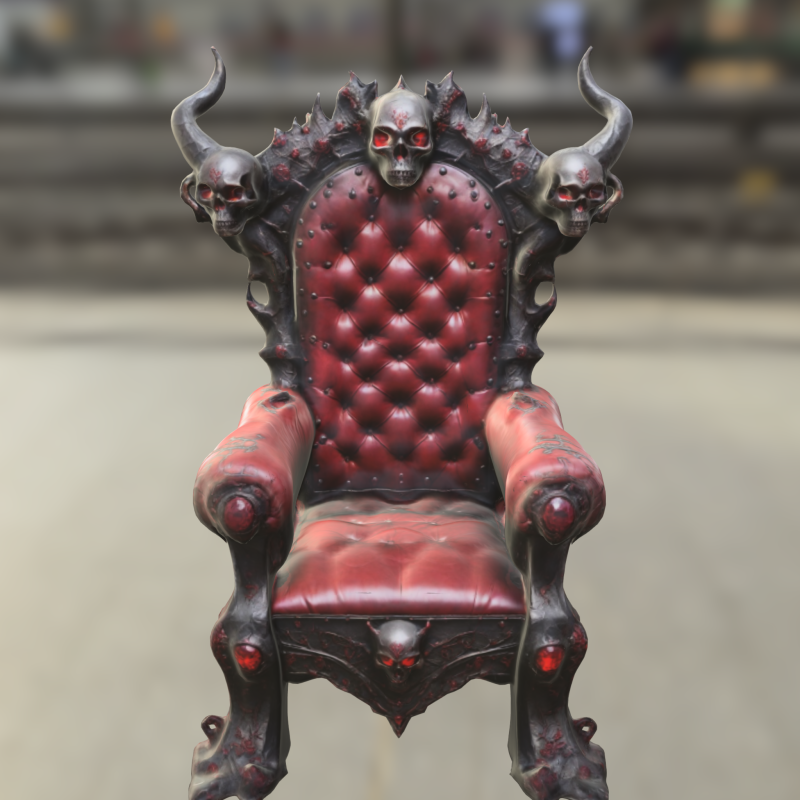 Demonic Throne Gothic Skull Armchair 3D Model .c4d .max .obj .3ds .fbx .stl .blend
