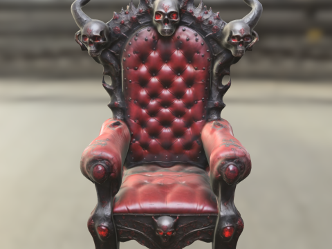 Demonic Throne Gothic Skull Armchair 3D 모델