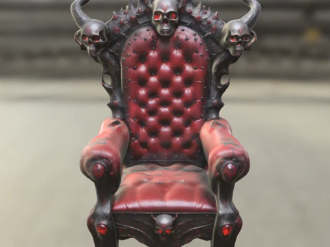 Fotel gotycki z czaszką w kształcie demonicznego tronu Model 3D