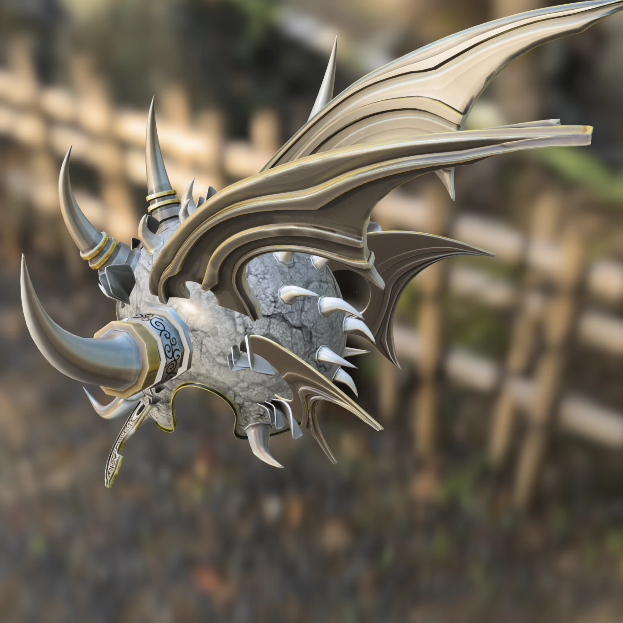 Ornate Dragon Horned Warrior Helmet 3D Model .c4d .max .obj .3ds .fbx .stl .blend 