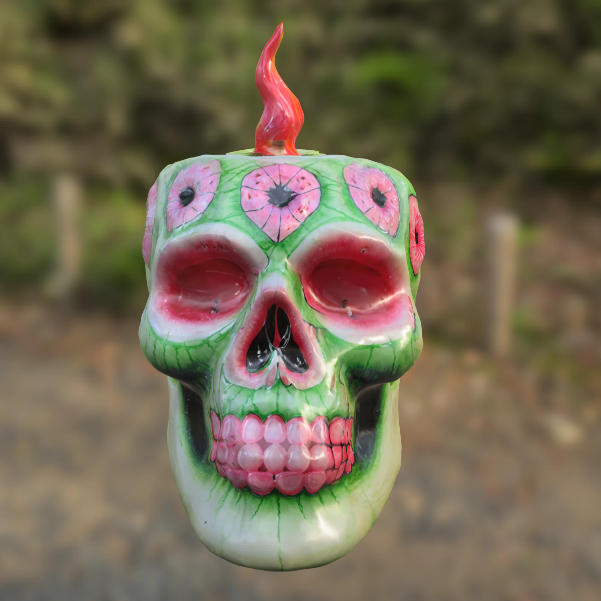 Cursed Melon Skull Candle 3D Model .c4d .max .obj .3ds .fbx .stl .blend 