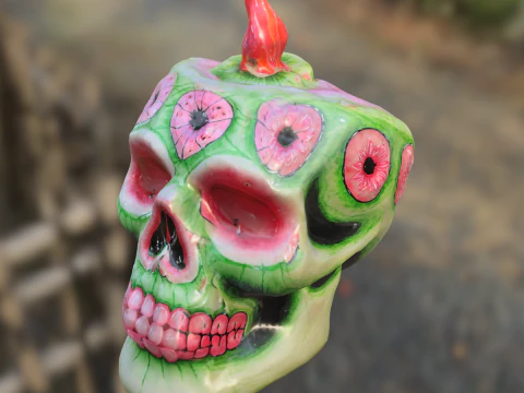 Cursed Melon Skull Candle 3D Model