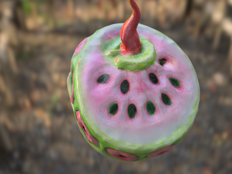 Cursed Melon Skull Candle Model 3D