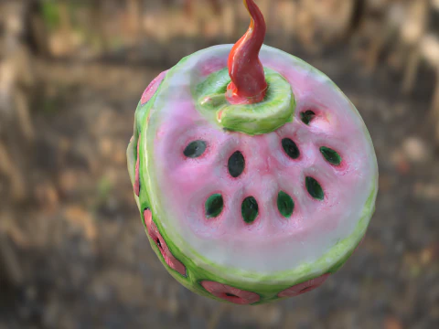 Cursed Melon Skull Candle 3D Model