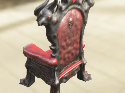 Hellfire Throne Demonic Skull Chair 3D Model