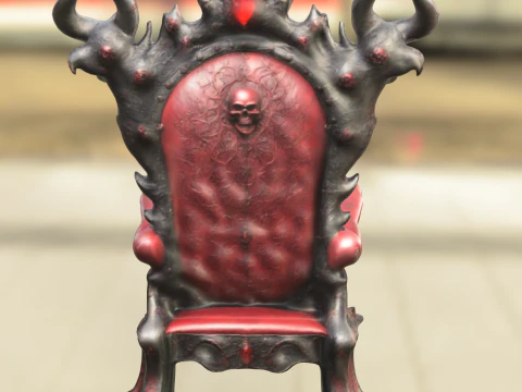 Hellfire Throne Demonic Skull Chair 3D Model