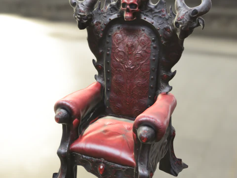 Hellfire Throne Demonic Skull Chair 3D Model