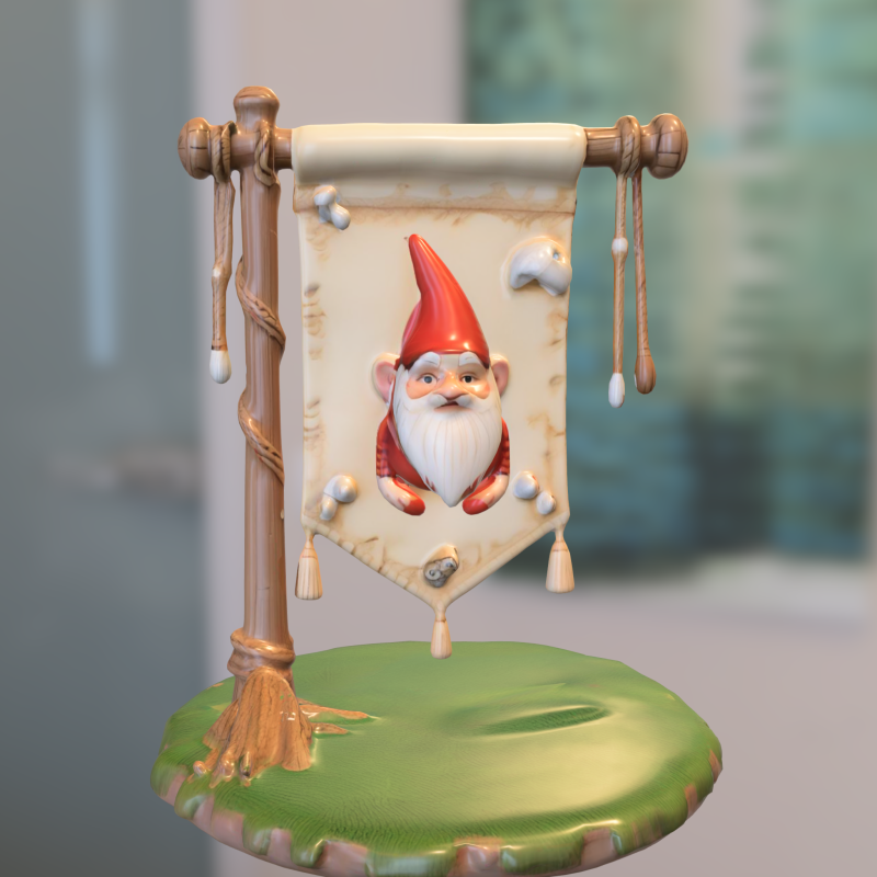 Gnome Banner 3D Модель .c4d .max .obj .3ds .fbx .stl .blend