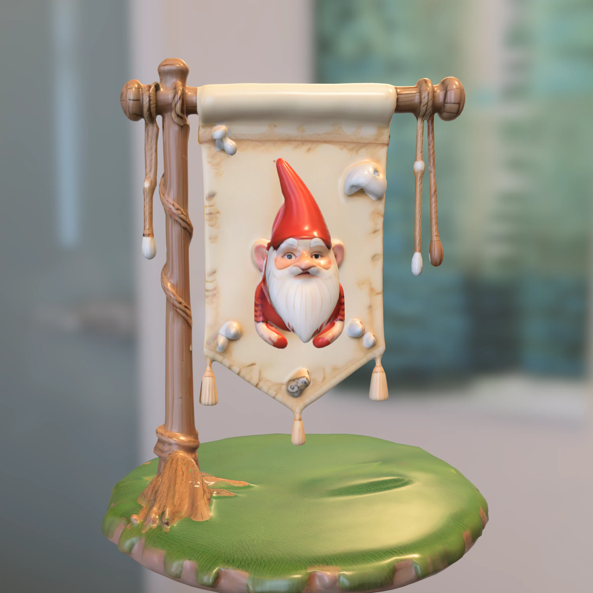 Gnome Banner 3D Model .c4d .max .obj .3ds .fbx .stl .blend 