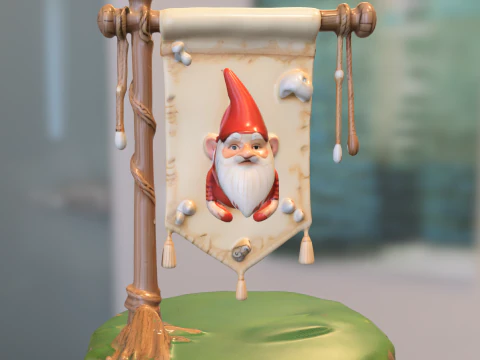 Gnome Banner 3D Model