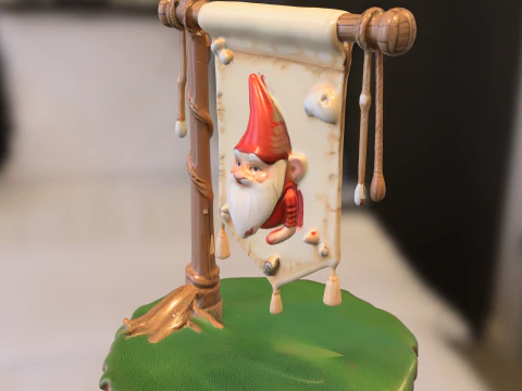 Gnome Banner 3D Model