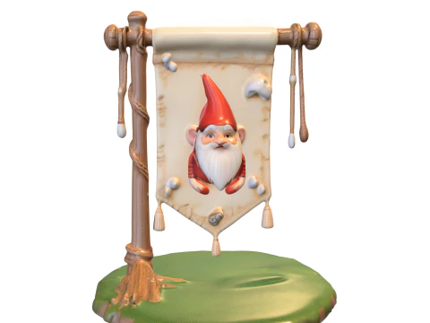 Gnome Banner 3D Model