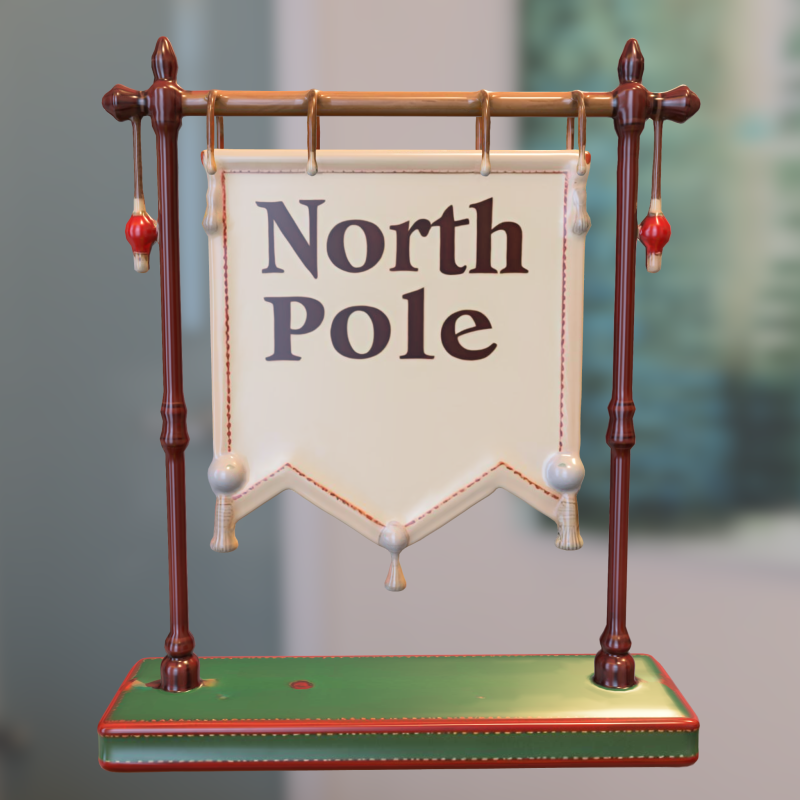 North Pole Sign 3D Model .c4d .max .obj .3ds .fbx .stl .blend 