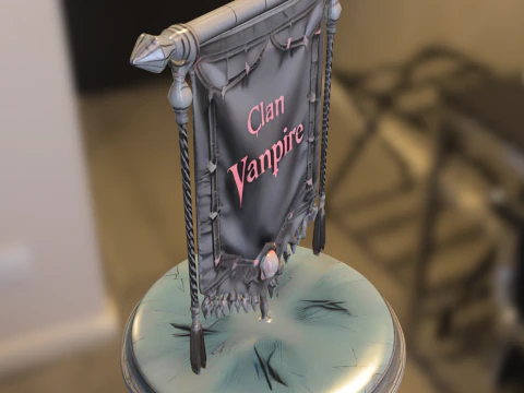 Dark Vampire Clan Banner 3D Model