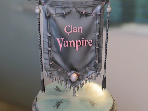 Dark Vampire Clan Banner 3D Model