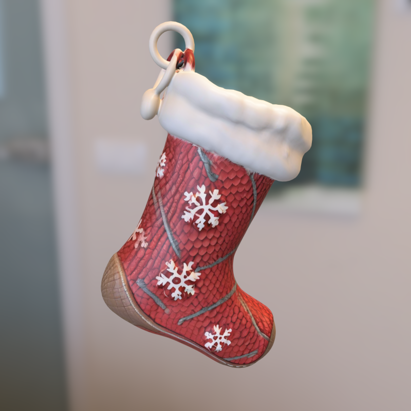 Hristmas Stocking Ornament 3D Model .c4d .max .obj .3ds .fbx .stl .blend 