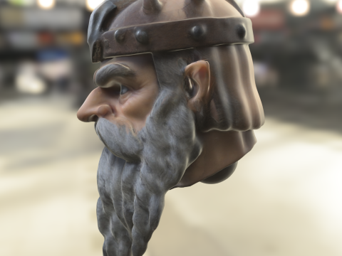 Dwarven Warrior King Head Model 3D