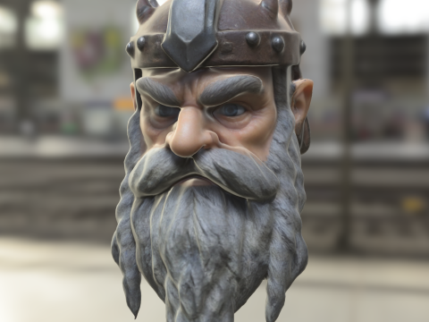 Dwarven Warrior King Head Model 3D