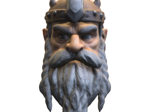 Dwarven Warrior King Head Model 3D