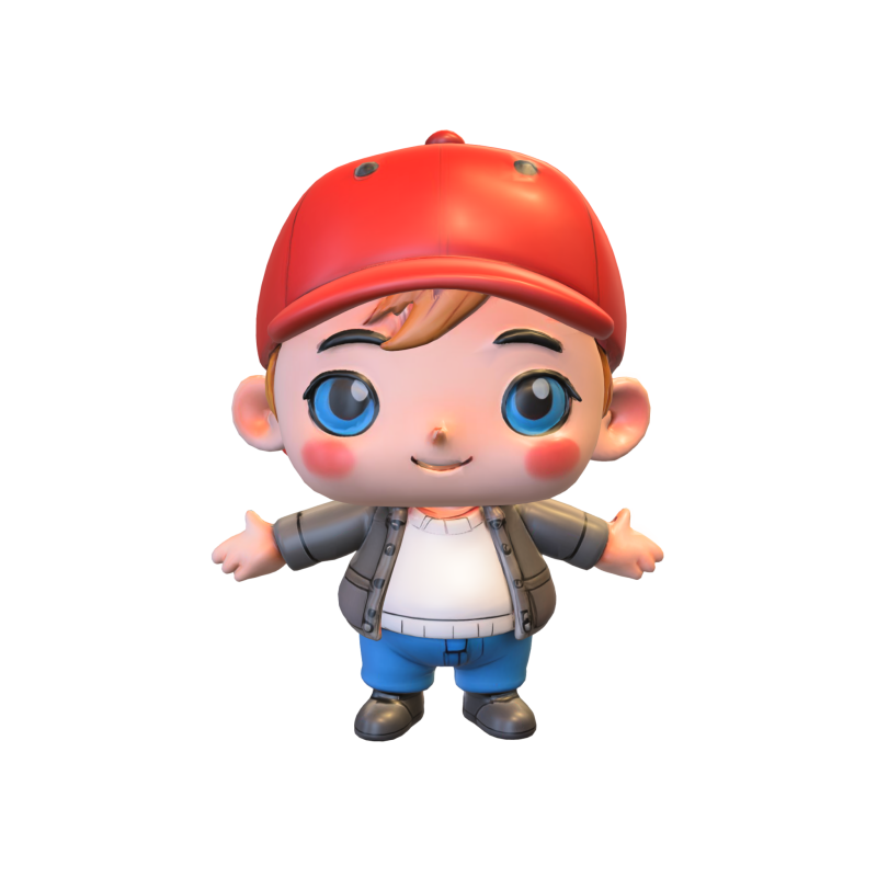 Chibi Boy Character 3D Модель .c4d .max .obj .3ds .fbx .stl .blend
