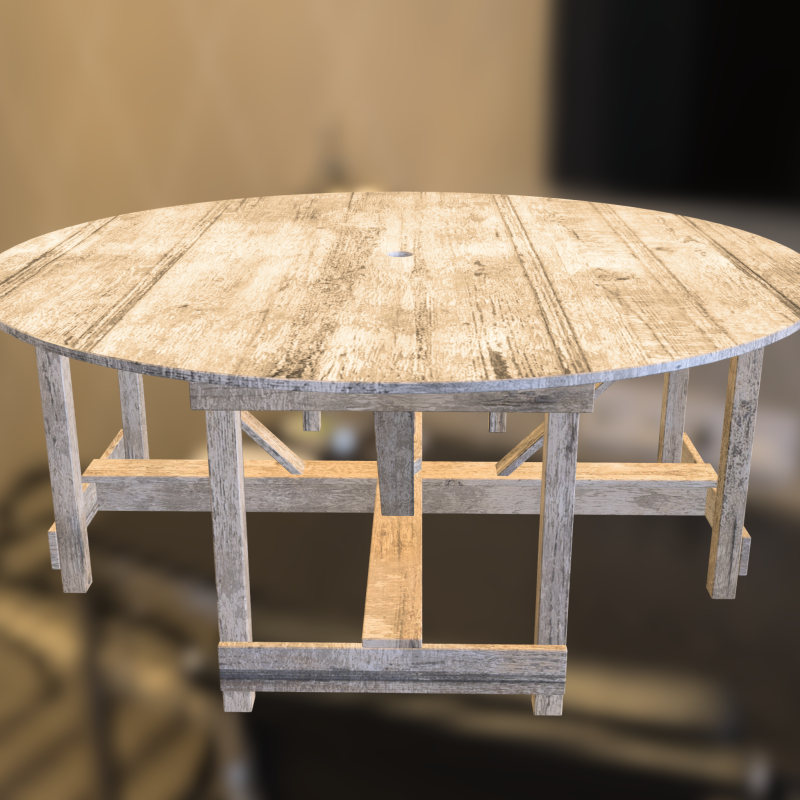 Rustic Round Wooden Table 3Dモデル .c4d .max .obj .3ds .fbx .stl .blend