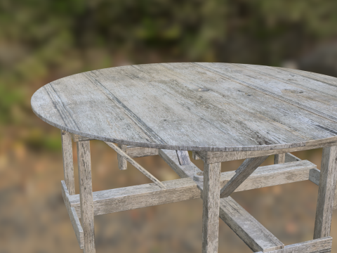 Rustic Round Wooden Table 3Dモデル