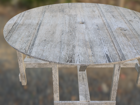 Rustic Round Wooden Table 3Dモデル