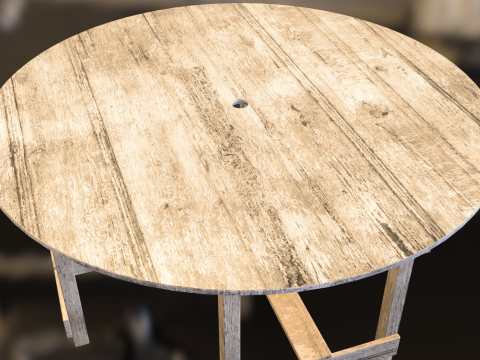 Rustic Round Wooden Table 3Dモデル