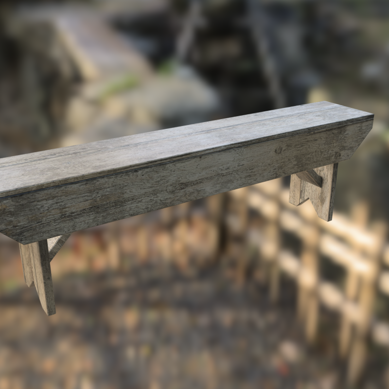 Rustic Wooden Bench 3D Модель .c4d .max .obj .3ds .fbx .stl .blend