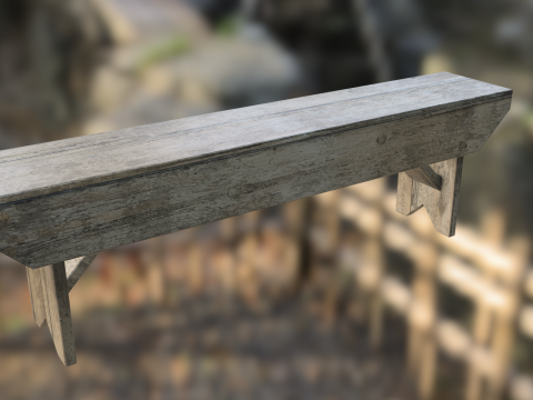 Rustic Wooden Bench 3D Model