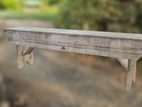 Rustic Wooden Bench 3D Модель