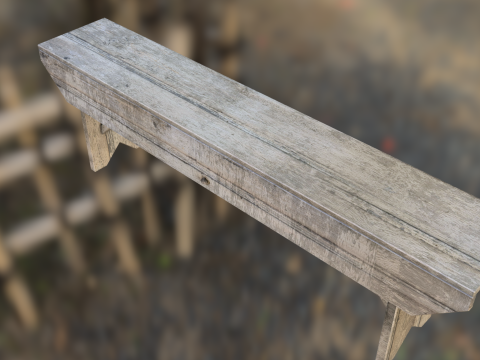 Rustic Wooden Bench 3D Модель
