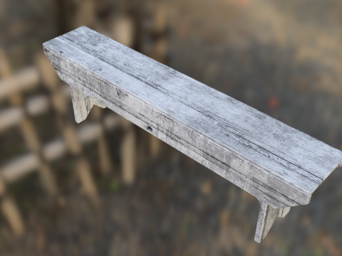 Rustic Wooden Bench 3D Модель