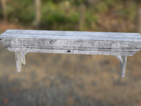 Rustic Wooden Bench 3D Модель