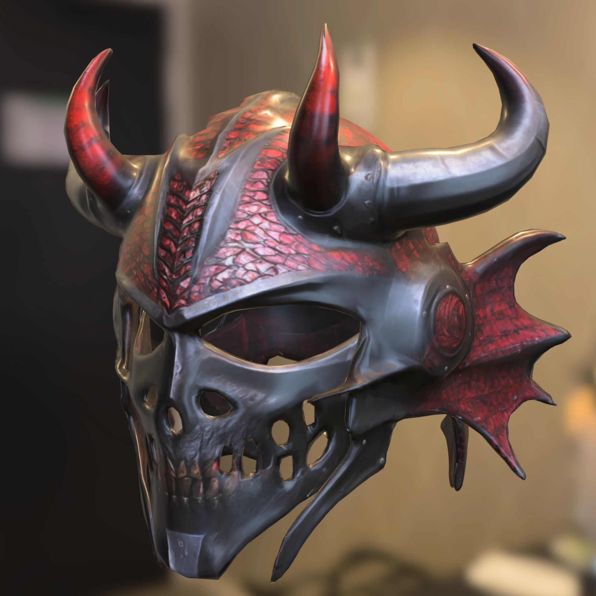 Demonic Skull Helmet 3D Model .c4d .max .obj .3ds .fbx .stl .blend 